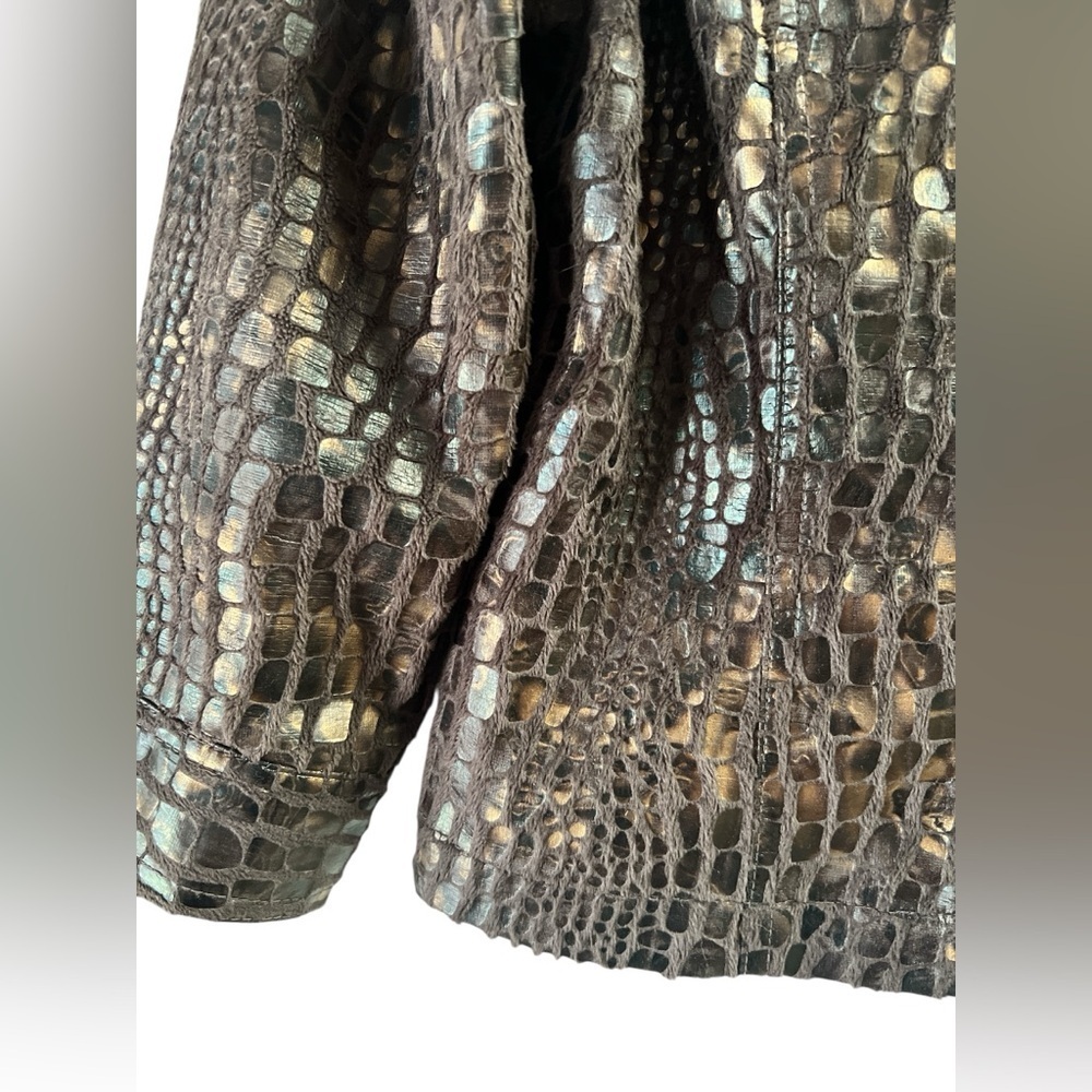 Ruby Rd. Brown Croc-Embossed Zip Front Jacket Goth layering - Picture 3 of 6